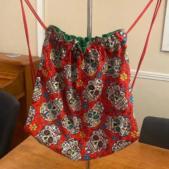 Handmade Handbags - Día de los Muertos backpack made of fabric.
